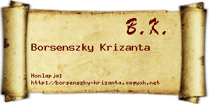 Borsenszky Krizanta névjegykártya